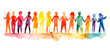 Abstract silhouettes of people holding hands. Watercolor illustration on white background. Concept of equality and diversity.