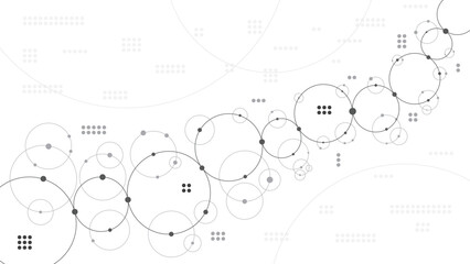 Poster - Technology abstract background. Abstract geometric background. Connected circles. Network of circles.