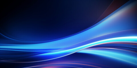 Poster - Abstract futuristic background with blue technology modern shiny lines on black surface, geometric shape, wave, wavy curved line