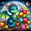 dragon with tulips
