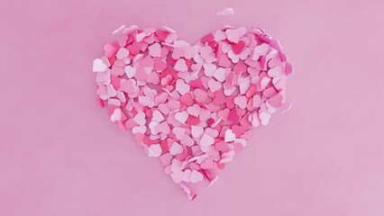 Poster - Valentine's Day hearts, beautiful abstract falling particles, romantic background animation, 4k loop