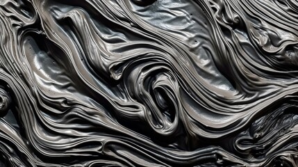 Abstract black and silver acrylic painted fluted 3d painting texture luxury background banner on canvas - Silver and black waves swirls. Decor concept. Wallpaper concept. Art concept. 3d concept.