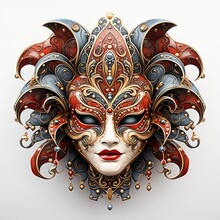 Red And Blue Venetian Carnival Mask