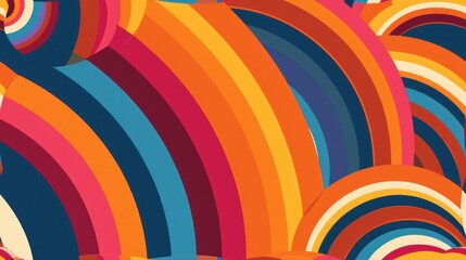 Sticker -  a multicolored abstract background with wavy lines and a bird in the middle of the image with a red, yellow, blue, green, orange, pink, and red background.