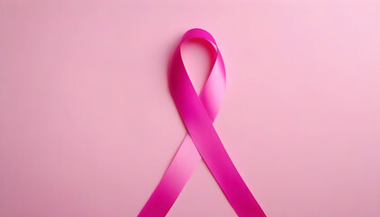 Wall Mural - Pink ribbons isolated on white (Breast Cancer Sign) white background with copy space world cancer day concept created with generative ai