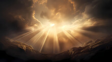 Sunlight Rays Bursting Through Storm Clouds, A Symbol Of Hope And Renewal