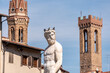 Statue of the famous Neptune fountain at the Piazza della Signoria in Florence