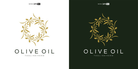 Olive logo icon design template flat. Natural extra virgin oil. beauty, cosmetic logo