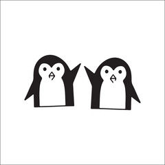 vector illustration of two cute penguins