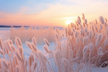 Wall Mural - Fluffy nature in trendy color. Background with selective focus and copy space