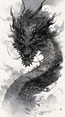 Ink style Chinese dragon concept illustration for the traditional Chinese New Year festival Dragon Year
