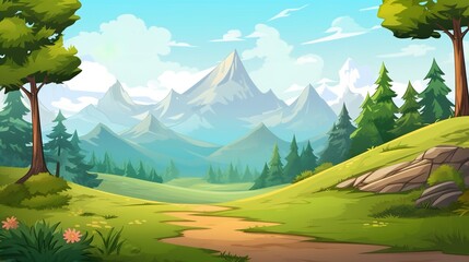 Wall Mural - Mountains, hills and trees in the distance