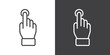 Touch screen gesture icon. Click icon, Simple hand touch gesture vector illustration on black and white background. Modern outline style icons.