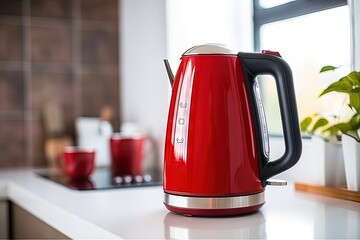 Wall Mural - Kitchen interior with an electric kettle for hot drinks Household appliances for boiling water and making tea