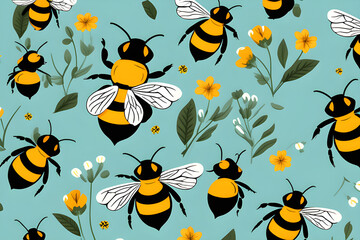 Wall Mural - the beauty of a smooth and elegant bee pattern generative ai