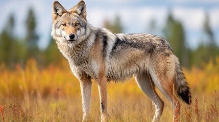 Wall Mural - gray wolf canis arctos