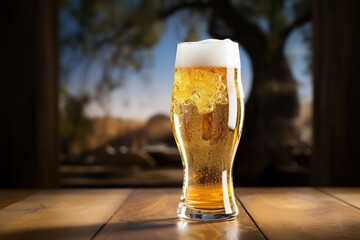 glass of beer on dark background