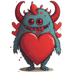 Wall Mural - valentine monster