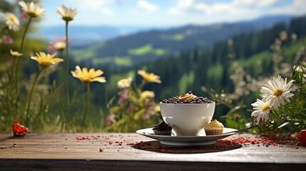 Poster - cup of coffee and flowers