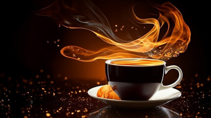 Poster - cup of coffee with smoke