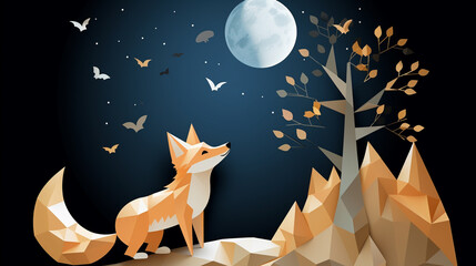 Wall Mural - wolf howling at the moon