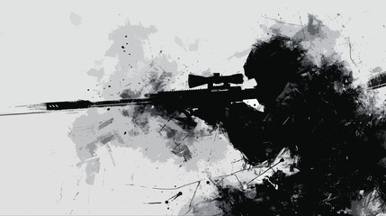 Wall Mural - sniper black and white abstract art