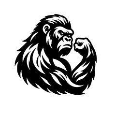 vector logo of a raging gorilla. professional logo of a chimpanzee. black and white logo of an ape i