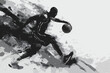 basketball player black and white abstract art