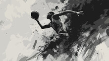 Basketball Player Black And White Abstract Art