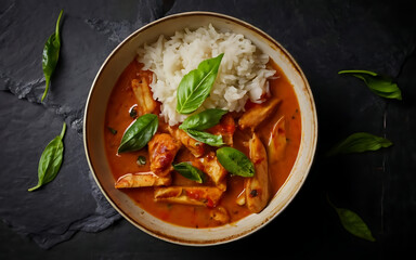 Wall Mural - Capture the essence of Thai Red Curry in a mouthwatering food photography shot