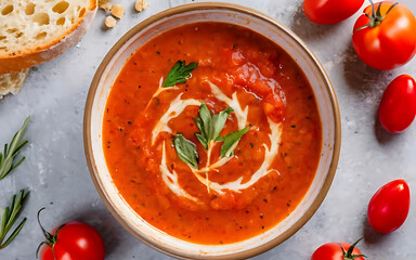 Wall Mural - Capture the essence of Tomato Soup in a mouthwatering food photography shot