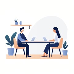 Business meeting of two people in an office