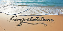 Congratulations Inscription On The Beach Sand