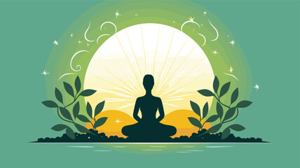 Canvas Print - meditative aspects of yoga in a vector scene featuring individuals engaged in seated meditation, mindfulness, and reflective practices. 