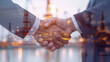 business people shaking hands business cooperation agreement crude oil industry background