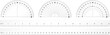 © Svetlana Ievleva - Degree protractor and ruler scales for measuring angle, size, length and height. Semicircle round gauge and cm or inch meter tape math tools