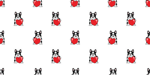 Wall Mural - dog seamless pattern french bulldog valentine heart vector cartoon puppy hug pet doodle gift wrappin
