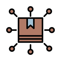 Sticker - Box Connect Content Filled Outline Icon