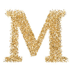 Gold glittering letter M font