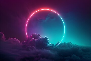 Canvas Print - Glowing circle with colorful clouds