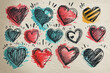 Hearts. Hand-drawn design elements
