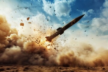 Canvas Print - Launching a live missile from the ground