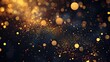 Abstract festive dark background with gold glitter and bokeh. New year, birthday, event, holiday's celebration.