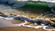 Close up soft wave lapped the sandy beach, Summer Background