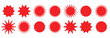 © Ananya - Starburst red sticker set - collection of special offer sale round and oval sunburst labels and buttons isolated on white background. 123