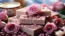 Soap Bar Pink Rose Flower Homemade Clean Body Care