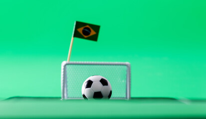 Poster - Soccer ball with Brazilian flag