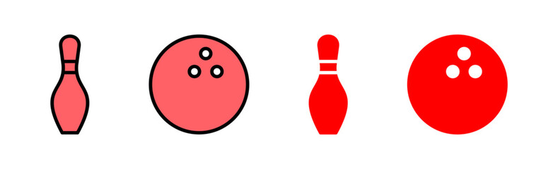 Wall Mural - Bowling icon set illustration. bowling ball and pin sign and symbol.