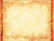 © frenta - Horizontal or vertical grunge background with border with ethnicity ornament and paper texture of yellow color. Retro backdrop with african tribal motifs frame. Mock up template. Copy space for text