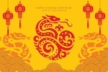 Wall Mural - happy chinese new year social media post template